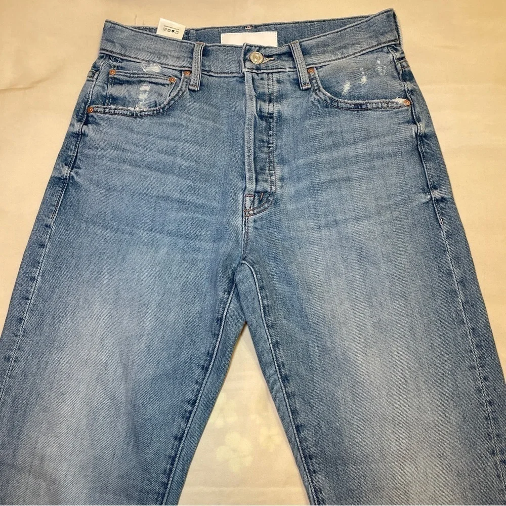 MOTHER- High Waisted Hiker Hover Jeans Light Wash Slay It With Flowers Size 26